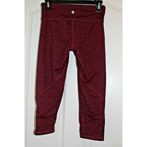 Champion C9 Leggings Athletic Cropped Cut Out Burgundy Purple Pocket Girls Small - Picture 2 of 5